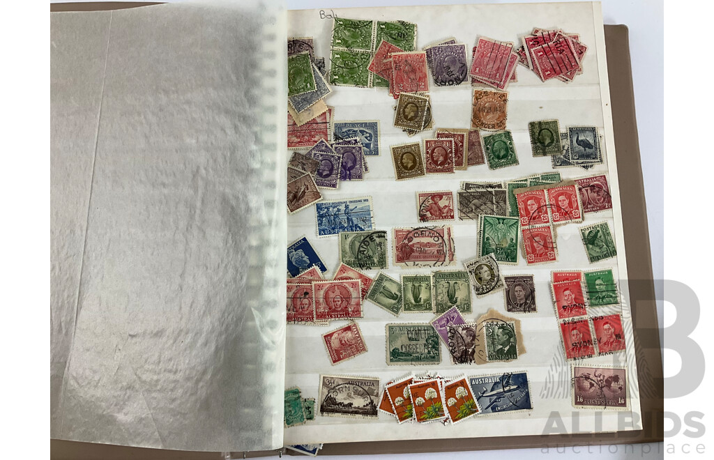 Four Albums of International Vintage Stamps Including Australian Predecimal, Germany, Norway, USA, Great Britain, France, Greece and More