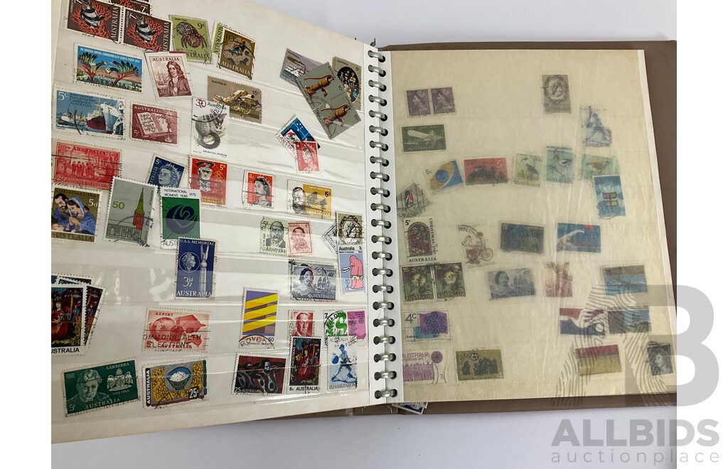 Four Albums of International Vintage Stamps Including Australian Predecimal, Germany, Norway, USA, Great Britain, France, Greece and More