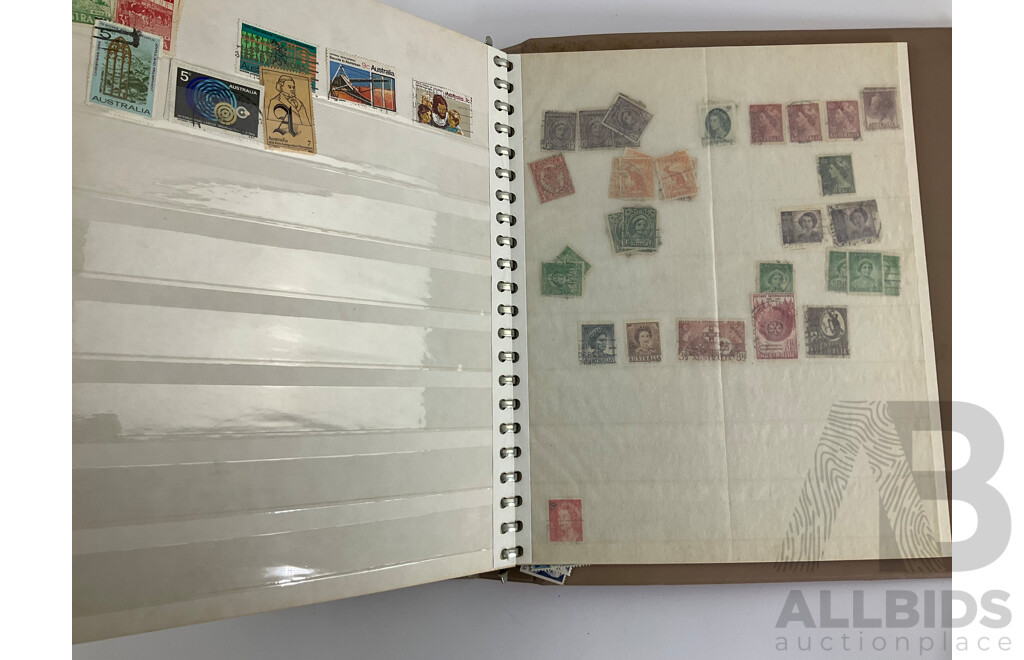 Four Albums of International Vintage Stamps Including Australian Predecimal, Germany, Norway, USA, Great Britain, France, Greece and More