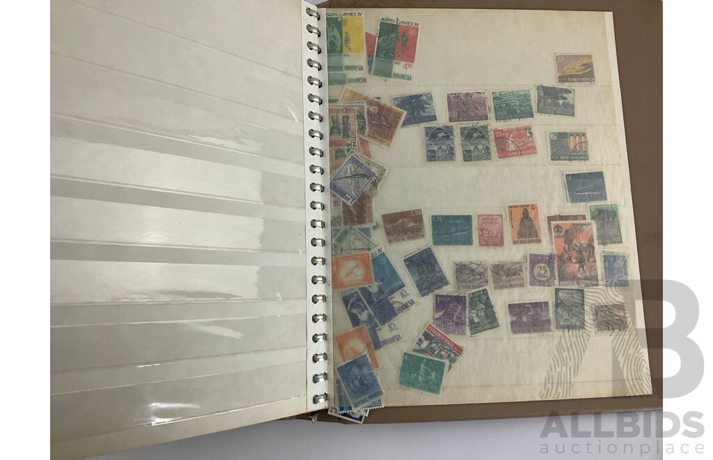 Four Albums of International Vintage Stamps Including Australian Predecimal, Germany, Norway, USA, Great Britain, France, Greece and More