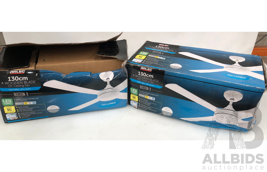 Arlec Boston II 130cm Four Blade Ceiling Fans - Lot of Two