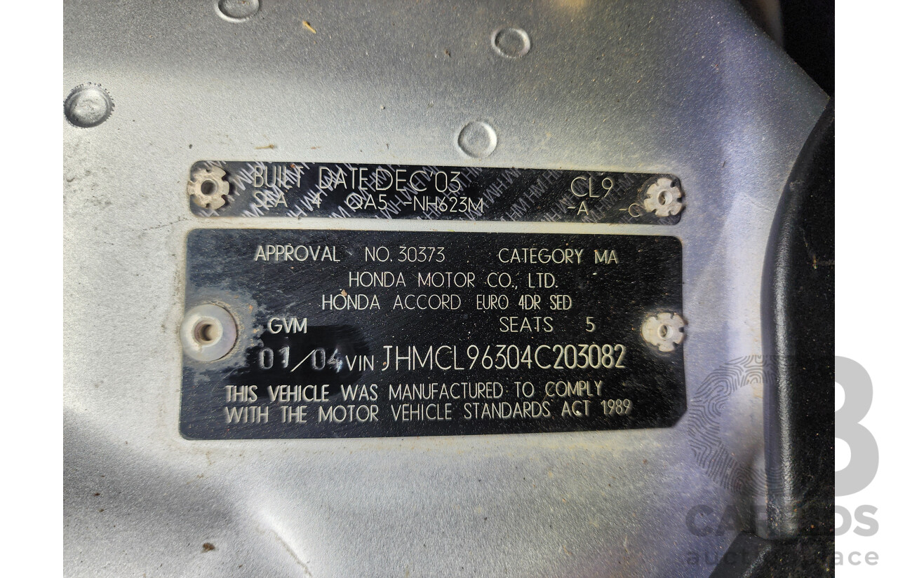 1/2004 Honda Accord EURO  4d Sedan Silver 2.4L