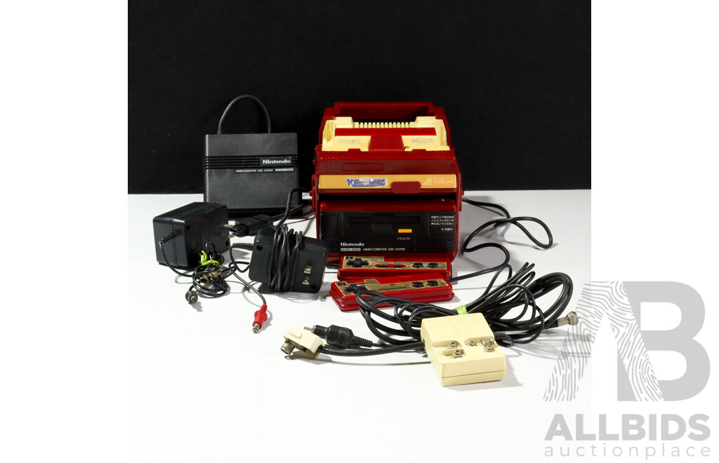 Vintage Nintendo Family Computer Video Game Console with Controllers, Games & Power Supply