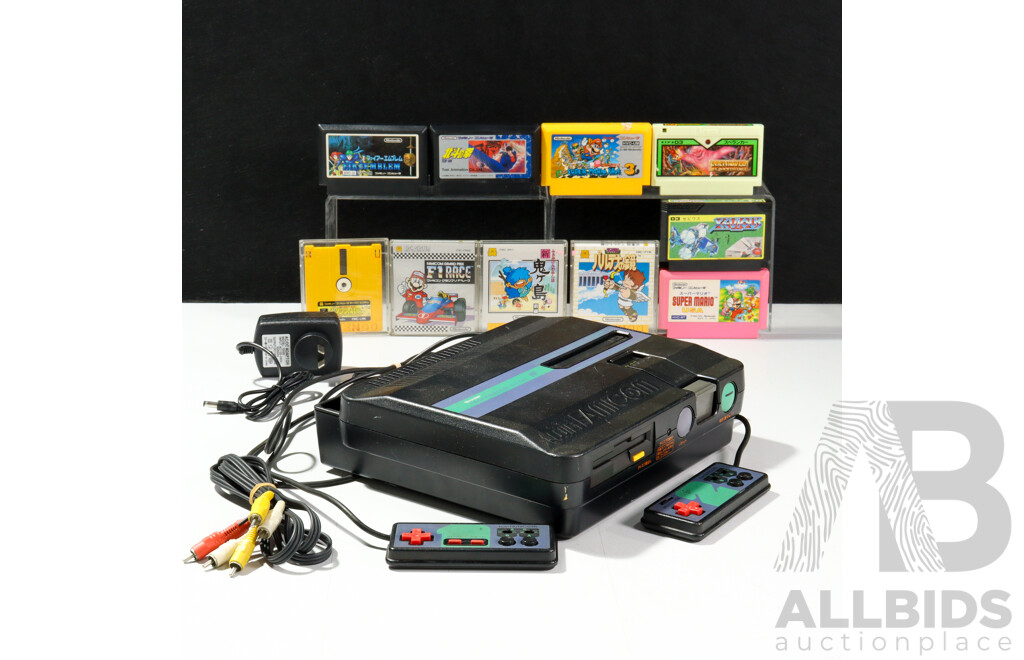 Vintage Sharp Twin Famicom Video Game Console with Controllers, Games & Power Adaptor