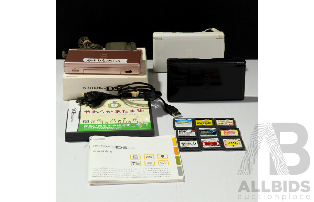 Nintendo DS Lite Hand Held Consoles with Charger & Games