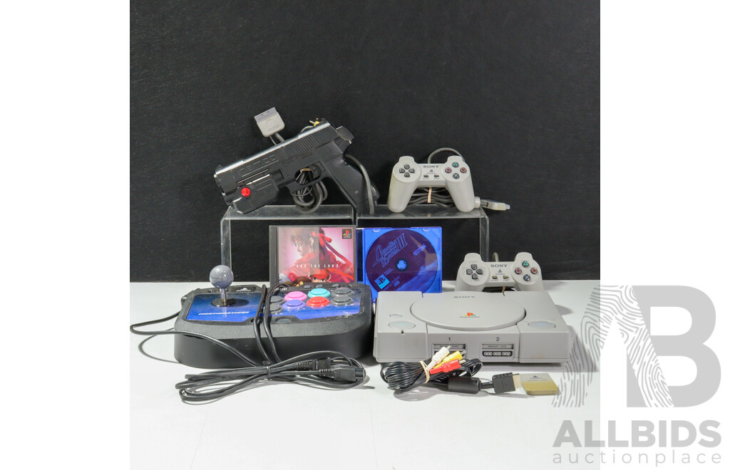 Sony Playstation One Videogame Console with 3 Controllers, Cables & Games