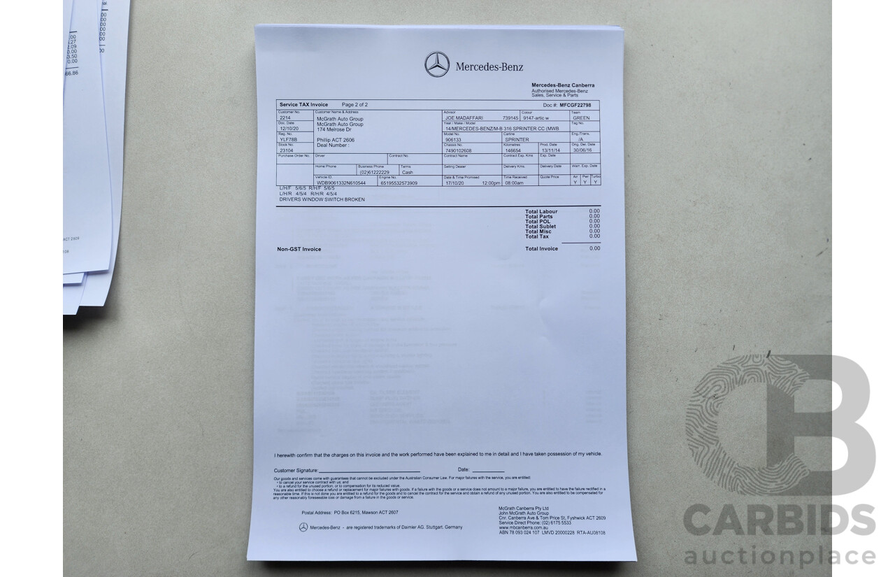 03/2015 Mercedes-Benz Sprinter 316 CDI Medium Wheelbase Auto MY14 2d White 2.1L