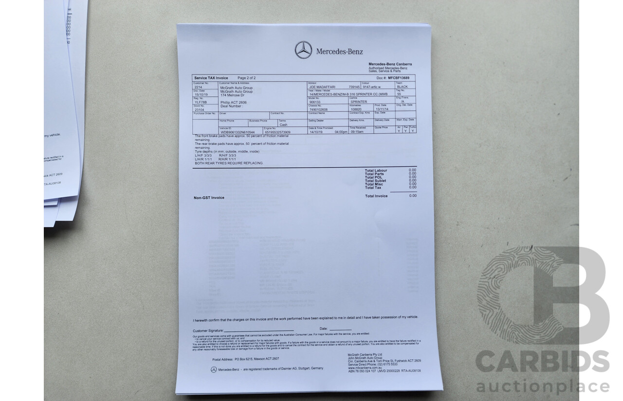03/2015 Mercedes-Benz Sprinter 316 CDI Medium Wheelbase Auto MY14 2d White 2.1L