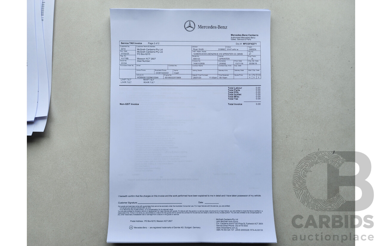 03/2015 Mercedes-Benz Sprinter 316 CDI Medium Wheelbase Auto MY14 2d White 2.1L