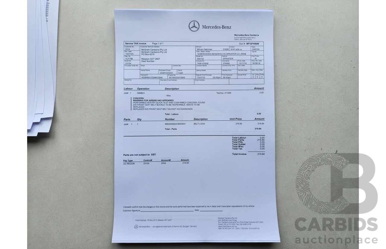 03/2015 Mercedes-Benz Sprinter 316 CDI Medium Wheelbase Auto MY14 2d White 2.1L