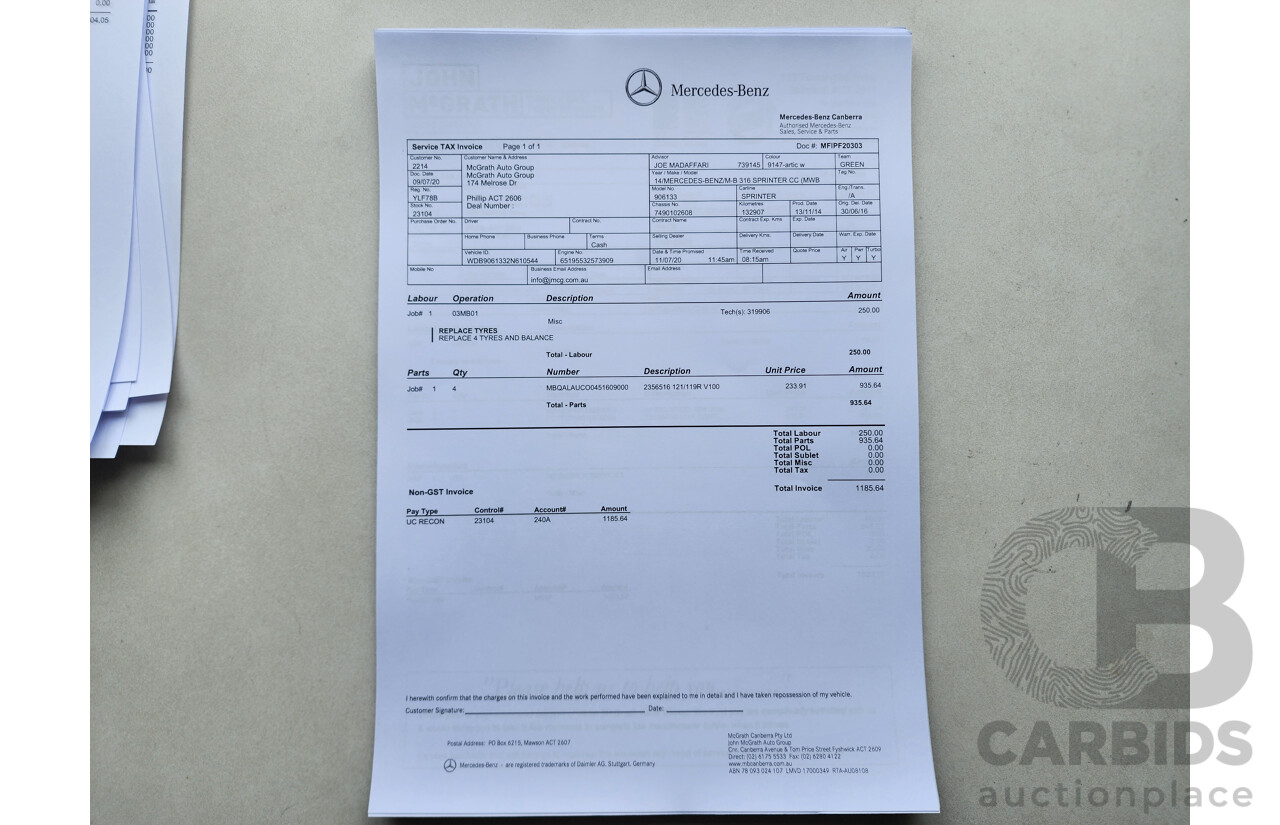 03/2015 Mercedes-Benz Sprinter 316 CDI Medium Wheelbase Auto MY14 2d White 2.1L