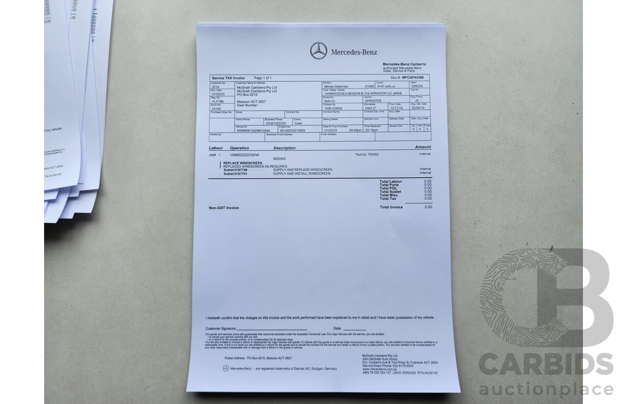 03/2015 Mercedes-Benz Sprinter 316 CDI Medium Wheelbase Auto MY14 2d White 2.1L