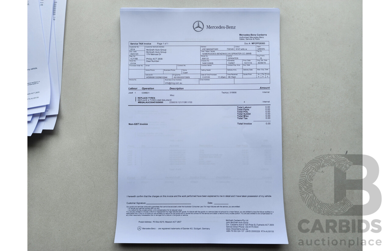 03/2015 Mercedes-Benz Sprinter 316 CDI Medium Wheelbase Auto MY14 2d White 2.1L