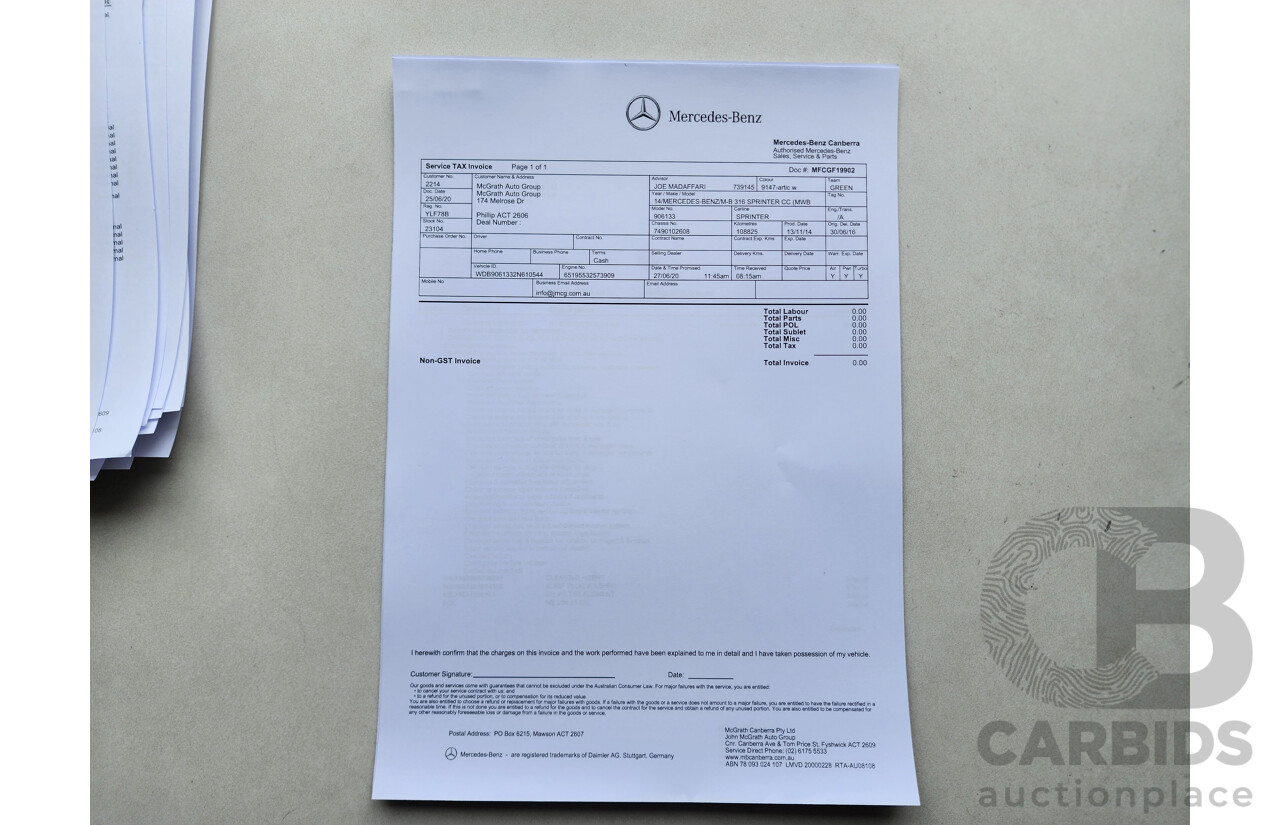 03/2015 Mercedes-Benz Sprinter 316 CDI Medium Wheelbase Auto MY14 2d White 2.1L