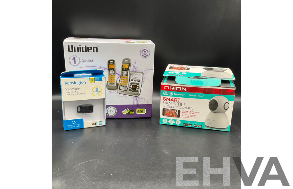 Orion Security Camera, Kensignton VeriMark and Uniden Dect1735 Phone