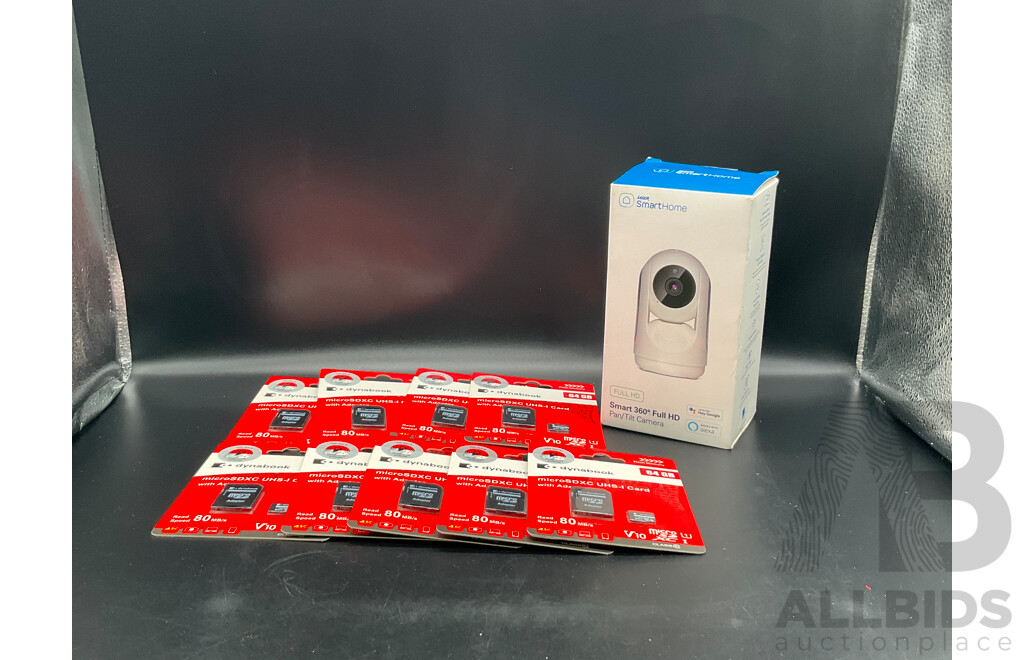 Laser Smart Home Pan/Tilt Camera and Dynabook Micro SDXC UHS-1 Card 64GB