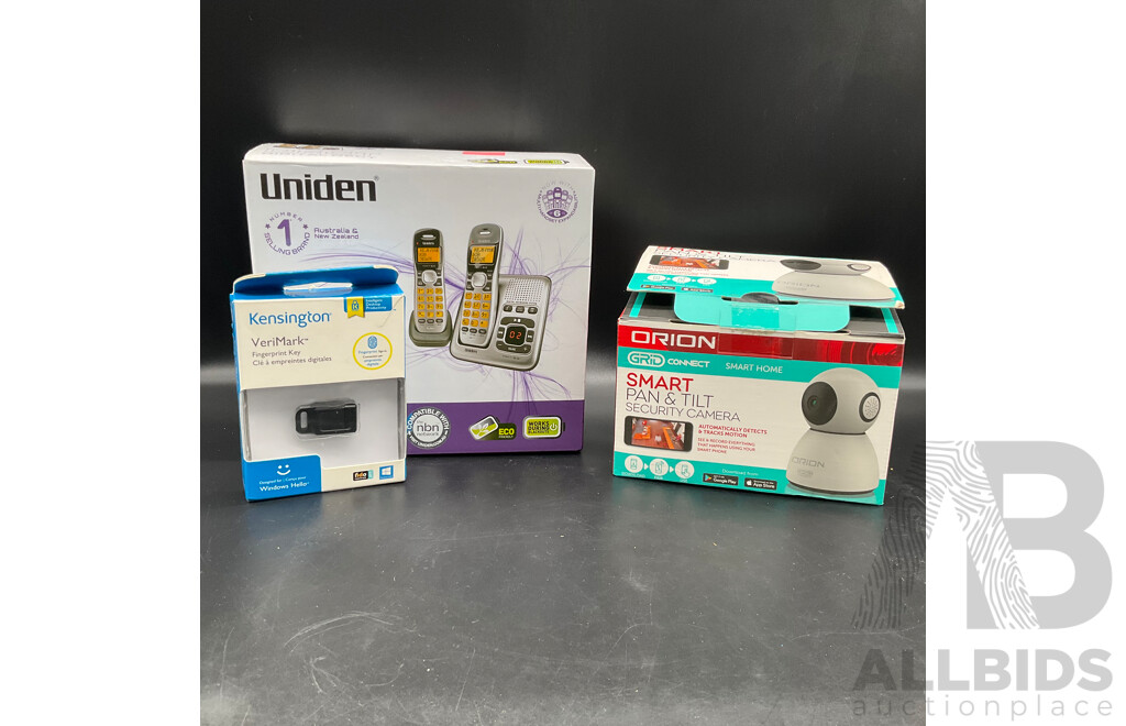 Orion Security Camera, Kensignton VeriMark and Uniden Dect1735 Phone