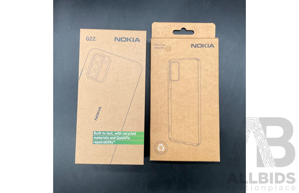 NOKIA G22 Meteor Grey 4G/128GB Smart Phone with Clear Case - ORP $349