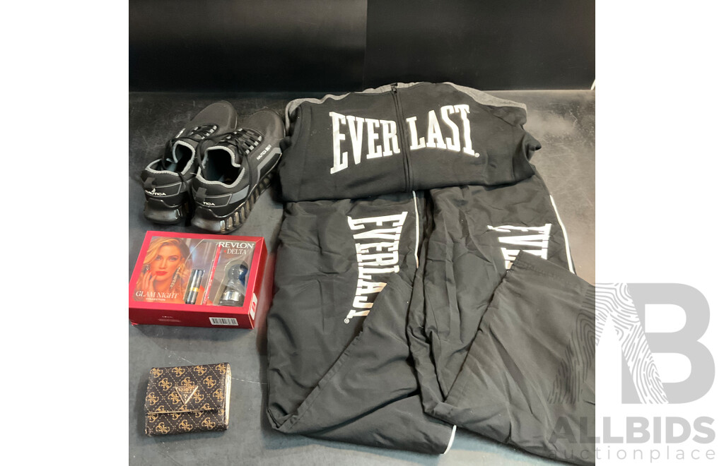Guess Wallet & Revlon Gift Set & Nautica Size 13 Shoes & Assorted Everlast Apparel