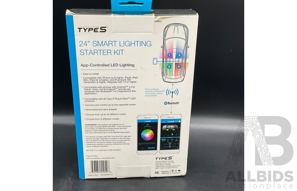 Type S 24'' Smart Lighting Starter Kit, Ozito Cordless Inflator and Gearup Steering Wheel Cover