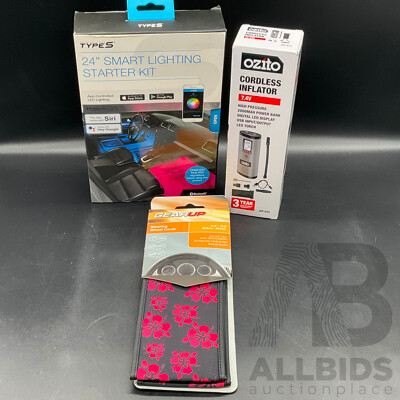 Type S 24'' Smart Lighting Starter Kit, Ozito Cordless Inflator and Gearup Steering Wheel Cover