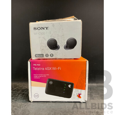 Sony WF-C500 Earbuds & Telstra Prepaid 4GX Wifi - Lot of 2