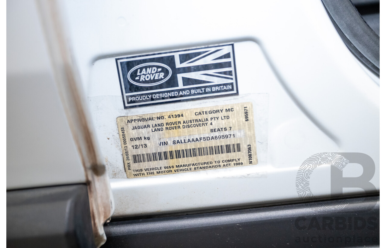 12/2013 Land Rover Discovery 4 3.0 SDV6 SE (4x4) MY13 4D Wagon Fuji White Turbo Diesel 3.0L - 7 seats