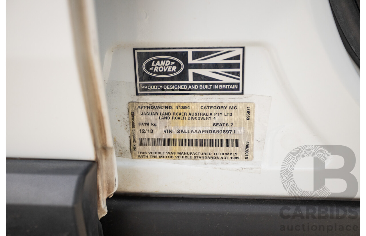 12/2013 Land Rover Discovery 4 3.0 SDV6 SE (4x4) MY13 4D Wagon Fuji White Turbo Diesel 3.0L - 7 seats