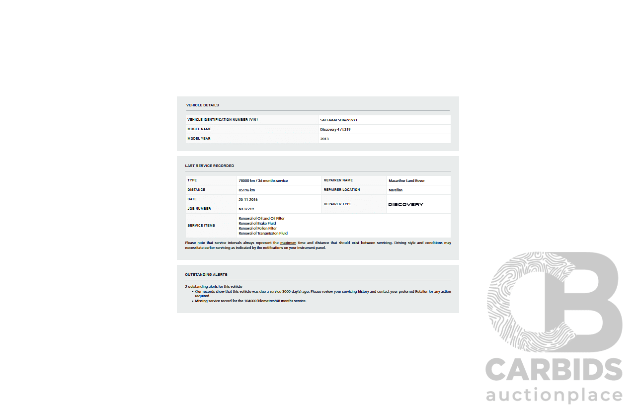 12/2013 Land Rover Discovery 4 3.0 SDV6 SE (4x4) MY13 4D Wagon Fuji White Turbo Diesel 3.0L - 7 seats