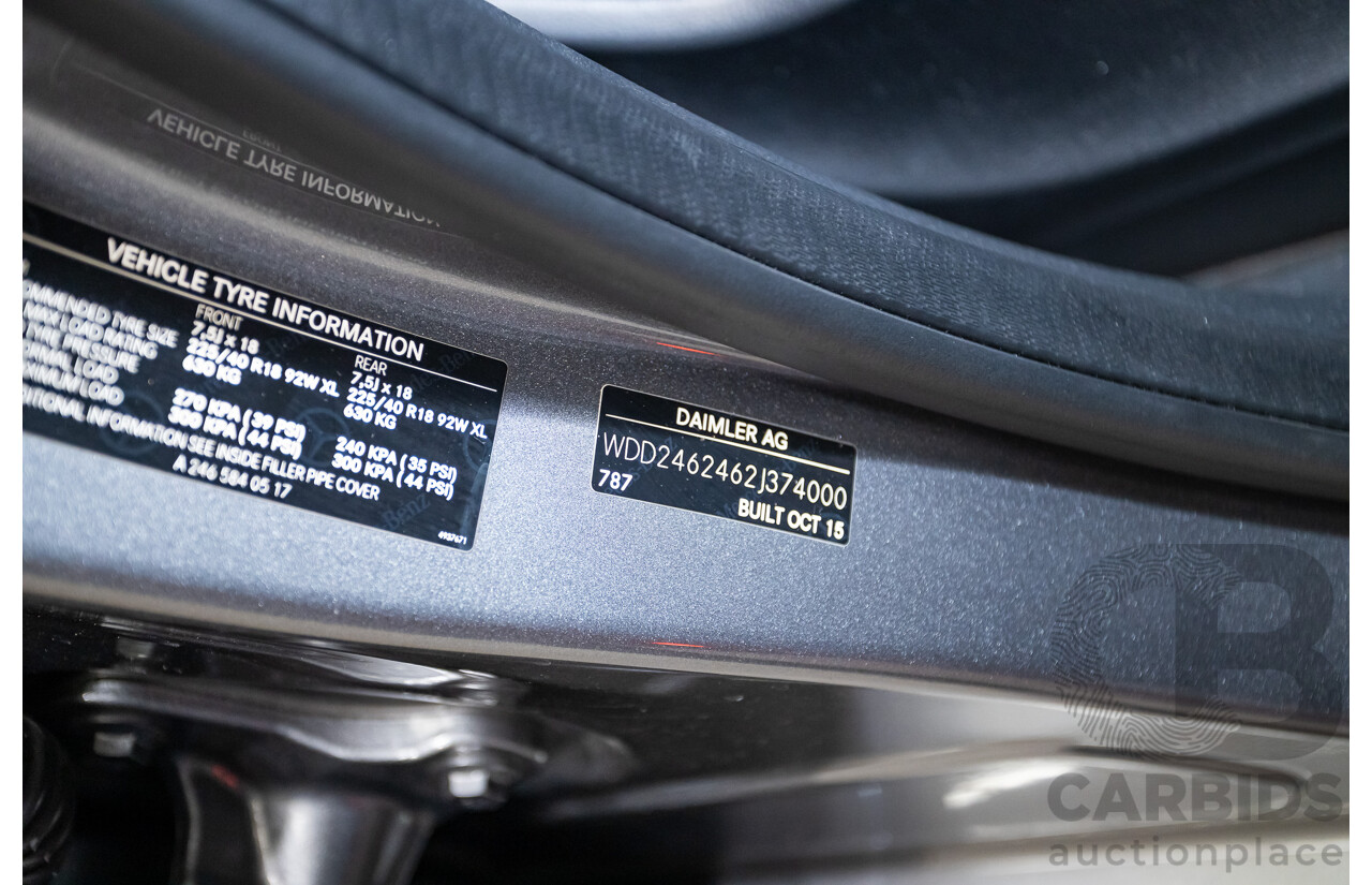 11/2015 Mercedes-Benz B250 4MATIC (AWD) 246 MY15 5D Hatchback Mountain Grey Metallic Turbo 2.0L