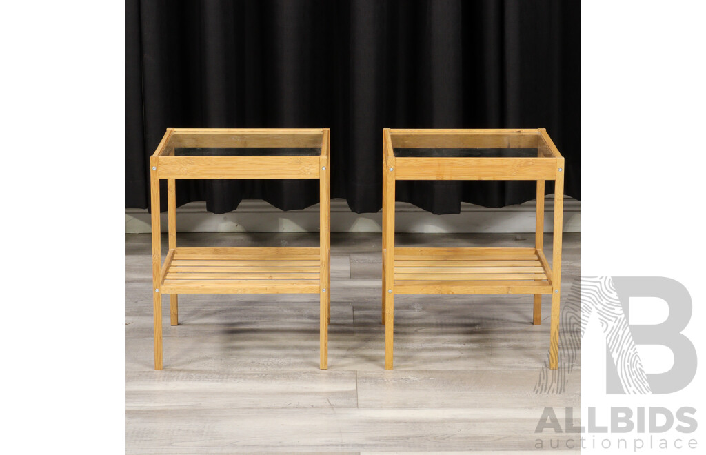 Pair of Small Glass Top Side Tables