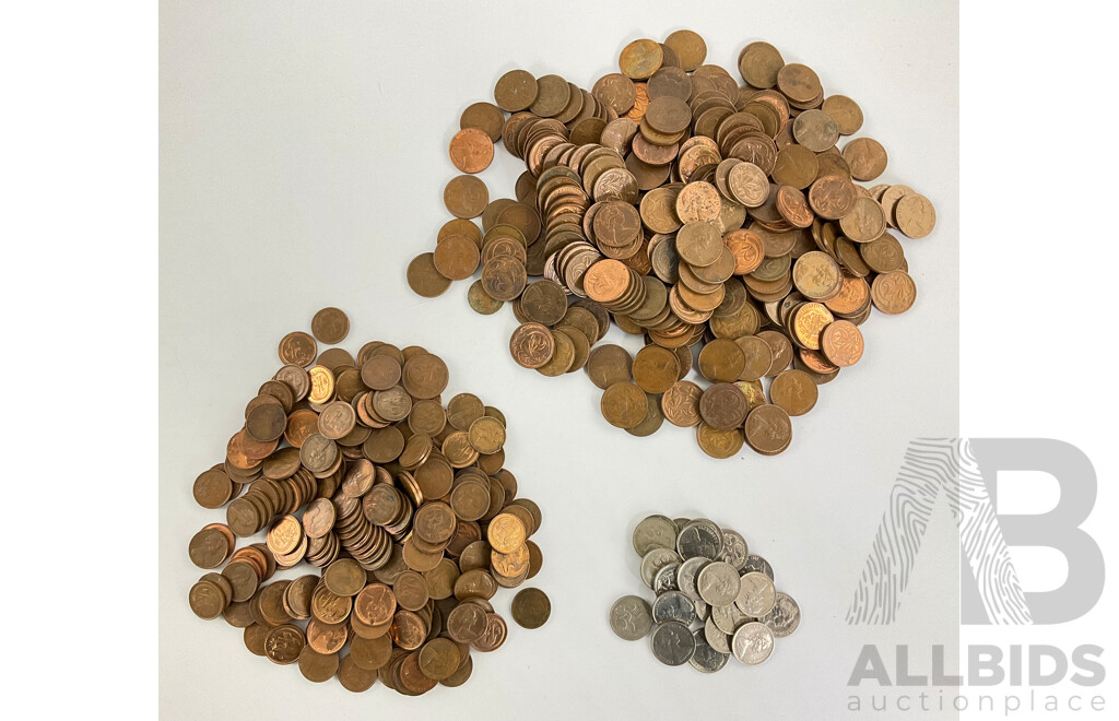 Collection of Australian One, Two and Five Cent Pieces, Examples Spanning 1966 to 1992 - Approximately Two Kilograms