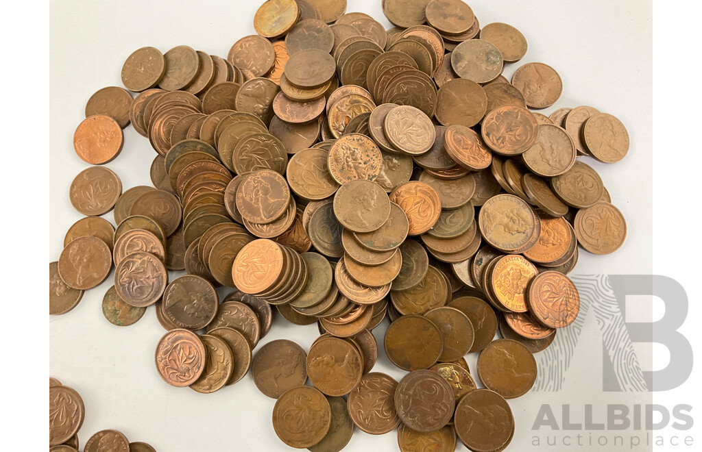 Collection of Australian One, Two and Five Cent Pieces, Examples Spanning 1966 to 1992 - Approximately Two Kilograms