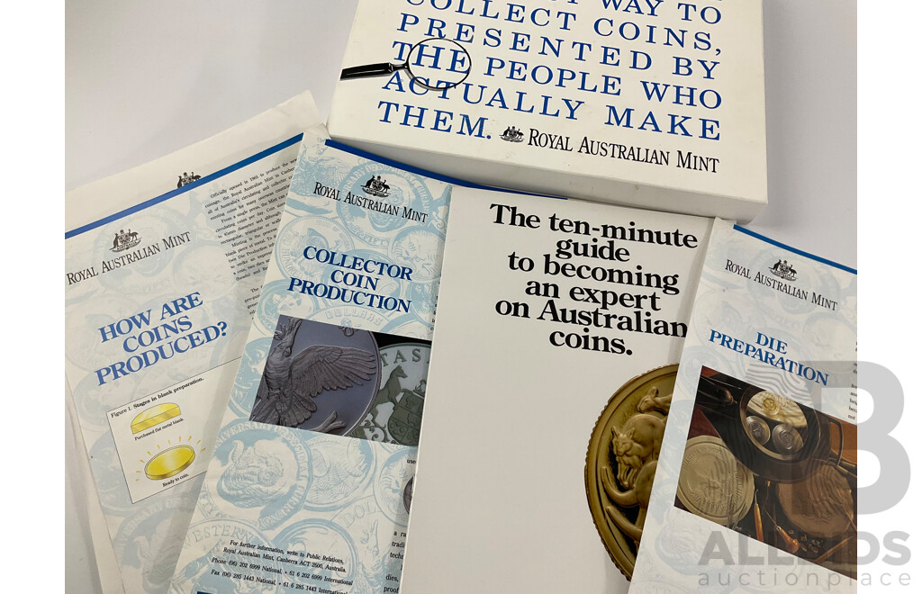 Renniks Australian Coin and Bank Note Values Catalogues, 28th(2) 29th Editions, Magnifier and Light Head Piece and Royal Australian Mint Coin Collector Starter Kit(Coins Lacking)