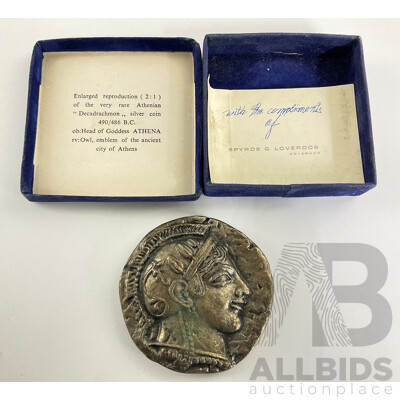 Hellenic Industrial Development Bank Enlarged Reproduction of Athenian Decadrachmon Coin