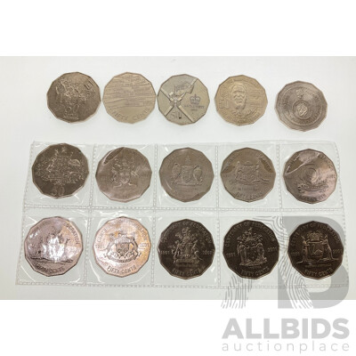 Australian 2001 Federation Fifty Cent Coin Set with 2016 Fifty Years Decimal Currency, 2017 Mabo, 2000 Royal Visit, 2019 Year of Indigenous Language, 1994 Year of the Family