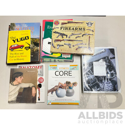 Selection of Interesting Books Including the Ultimate Motorcycle Encyclopedia, the Yugo, Illustrated History of Firearms, Stallions and More