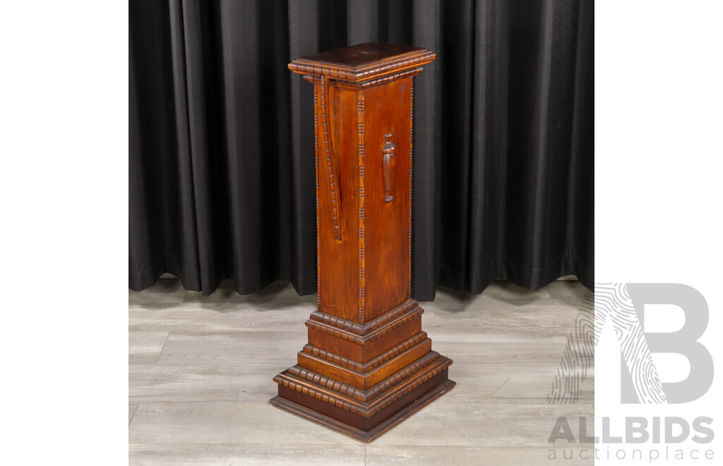 Edwardian Oak Pedestal