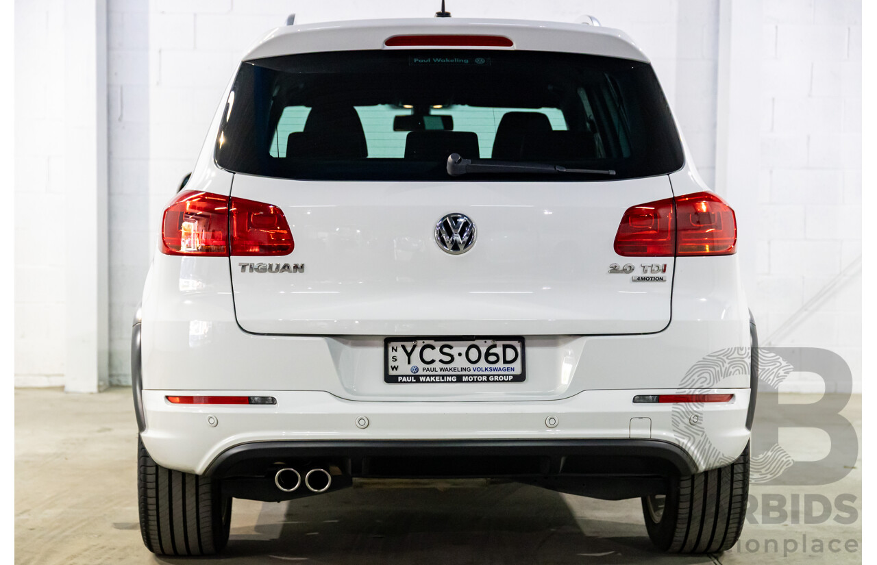 11/2014 Volkswagen Tiguan 130 TDI R-Line (4x4) 5NC MY15 4d Wagon Pure White Turbo Diesel 2.0L