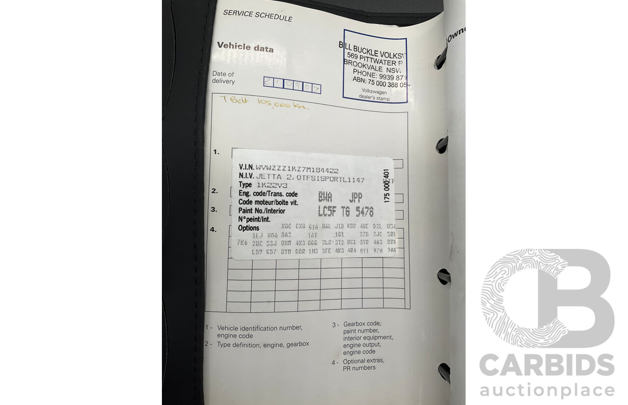 8/2007 Volkswagen Jetta 2.0 Turbo FSI 1KM MY08 4d Sedan Shadow Blue Metallic Turbo 2.0L