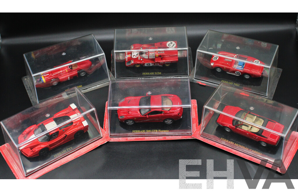 Six Red Diecast Ferrari Collection - 1:43 Scale