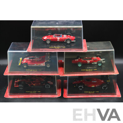 Five Diecast Ferraris Including - F2008, F1-90 1900 , 158 F1 1964, 156 F1 1961, 312 T4 1979 - 1:43 Scale