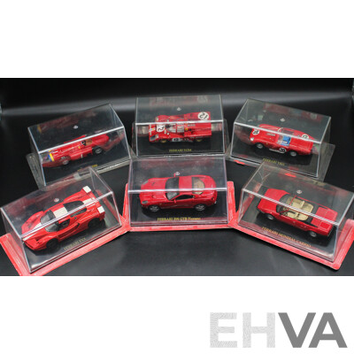 Six Red Diecast Ferrari Collection - 1:43 Scale