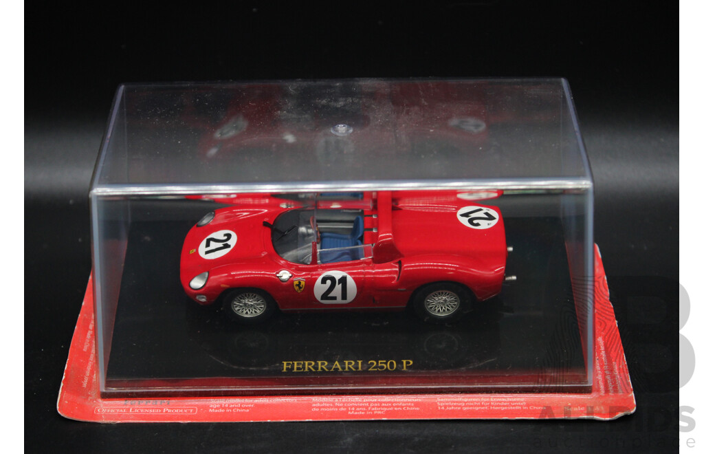 Five Diecast Ferraris Including - 612 CAN AM, 250 P, 375 PLUS, 330 P4, 360 GT - 1:43 Scale