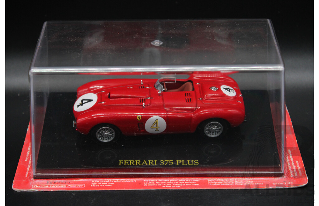 Five Diecast Ferraris Including - 612 CAN AM, 250 P, 375 PLUS, 330 P4, 360 GT - 1:43 Scale