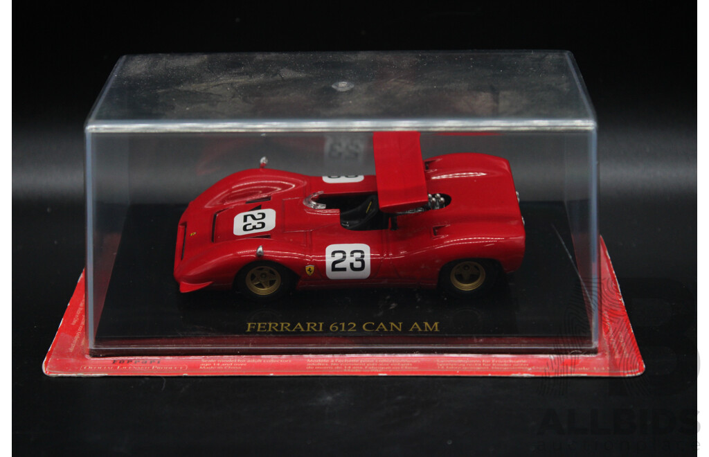 Five Diecast Ferraris Including - 612 CAN AM, 250 P, 375 PLUS, 330 P4, 360 GT - 1:43 Scale