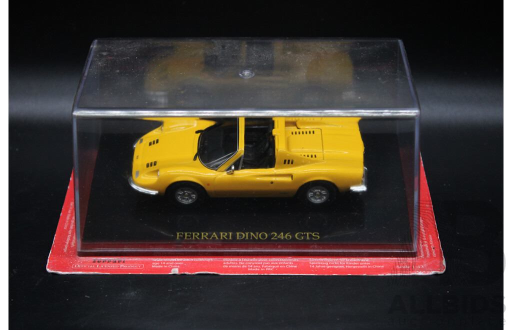 Seven Diecast Yellow Ferrari Collection - 1:43 Scale