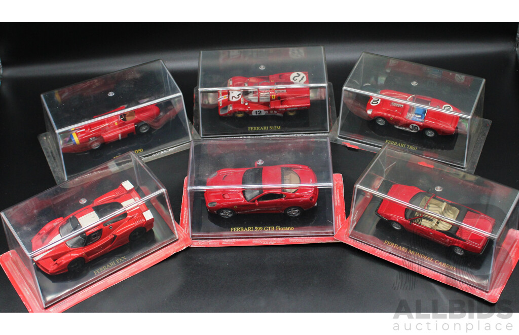 Six Red Diecast Ferrari Collection - 1:43 Scale