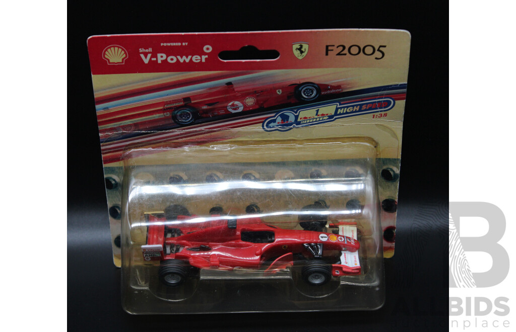 Five V-POWER Ferrari Model Car Collection Including F2005, F50, 250 GTO -  1:38 Scale
