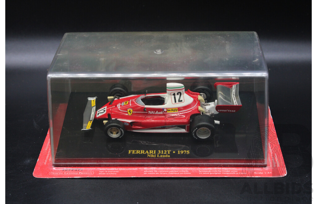 Five Diecast Ferraris Including 312T-1975, 612 Scaglietti ''China Tour'', 550 GT Maranello,  F126 C2, 599 GTB FIORANO ''Panamerican Tour''   - 1:43 Scale